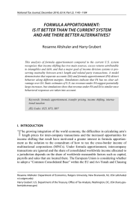 FORMULA APPORTIONMENT: IS IT BETTER THAN THE CURRENT SYSTEM