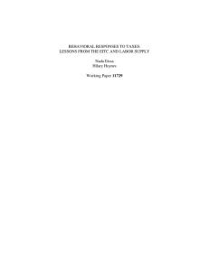 BEHAVIORAL RESPONSES TO TAXES: LESSONS FROM THE EITC AND LABOR SUPPLY