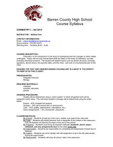 Barren County High School Course Syllabus  – fall 2012