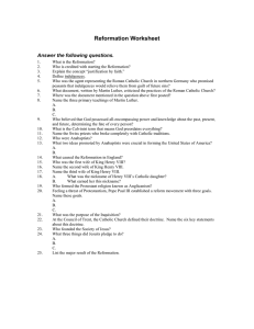 Reformation Worksheet Answer the following questions.