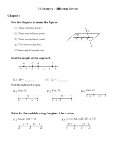 3 Geometry – Midterm Review  Chapter 1 1.)