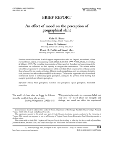 BRIEF REPORT An effect of mood on the perception of geographical slant