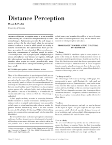 Distance Perception Dennis R. Proffitt University of Virginia