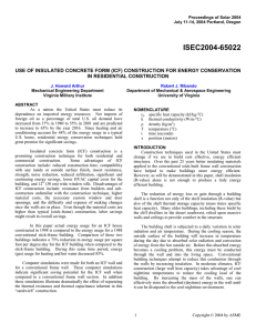 ISEC2004-65022 USE OF INSULATED CONCRETE FORM (ICF) CONSTRUCTION FOR ENERGY CONSERVATION
