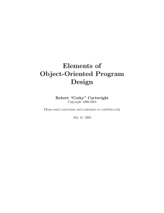 Elements of Object-Oriented Program Design Robert “Corky” Cartwright