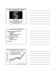 Changes in Global Climate and Potential Impacts on Wildlife and Habitat