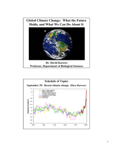 Global Climate Change:  What the Future Schedule of Topics