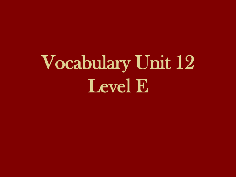 Vocabulary Unit 12 Level E