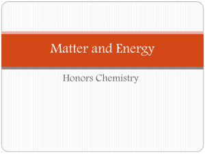 Matter and Energy Honors Chemistry