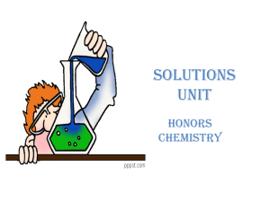 Solutions Unit Honors Chemistry