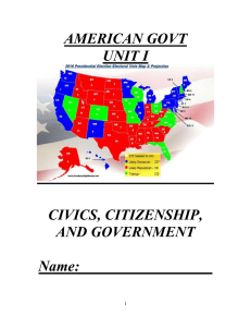 AMERICAN GOVT UNIT I  CIVICS, CITIZENSHIP,