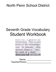 Student Workbook  North Penn School District Seventh Grade Vocabulary