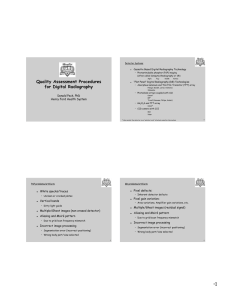 Quality Assessment Procedures Cassette Based Digital Radiography Technology