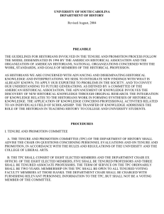 UNIVERSITY OF SOUTH CAROLINA DEPARTMENT OF HISTORY PREAMBLE Revised August, 2004