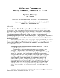 Policies and Procedures  Faculty Evaluation, Promotion, Tenure