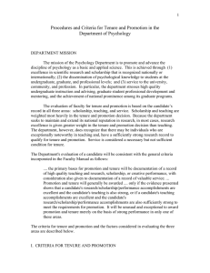 Procedures and Criteria for Tenure and Promotion in the