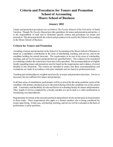Criteria and Procedures for Tenure and Promotion School of Accounting January 2002