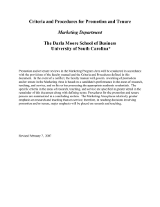 Criteria and Procedures for Promotion and Tenure  University of South Carolina*