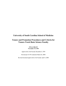 University of South Carolina School of Medicine  Tenure-Track Basic Science Faculty