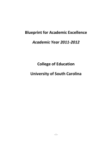 Blueprint for Academic Excellence College of Education University of South Carolina