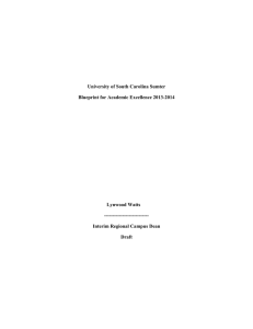 University of South Carolina Sumter Blueprint for Academic Excellence 2013-2014 Lynwood Watts