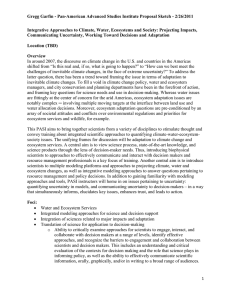 Gregg Garfin - Pan-American Advanced Studies Institute Proposal Sketch -... Integrative Approaches to Climate, Water, Ecosystems and Society: Projecting Impacts,