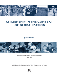 CITIzeNSHIp IN THe CoNTexT of GlobAlIzATIoN JUDITH GANS