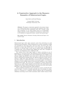 A Constructive Approach to the Resource Semantics of Substructural Logics