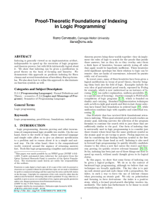 Proof-Theoretic Foundations of Indexing in Logic Programming Iliano Cervesato,