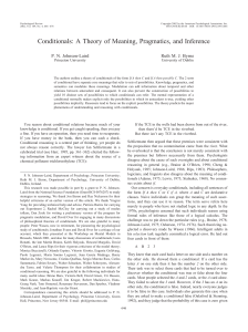 Conditionals: A Theory of Meaning, Pragmatics, and Inference P. N. Johnson-Laird