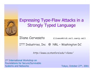 Expressing Type-Flaw Attacks in a Strongly Typed Language Iliano Cervesato