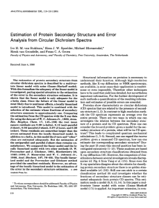 Estimation of  Protein  Secondary  Structure  and ... Analysis  from  Circular  Dichroism  Spectra