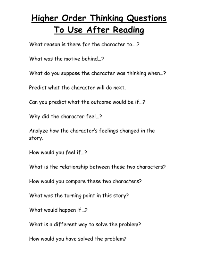 reading aloud critical thinking questions