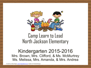 Camp Learn to Lead North Jackson Elementary Kindergarten 2015-2016
