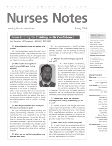 Nurses Notes From Hiding to Striding with Confidence Nursing Alumni Newsletter Spring 2009