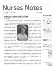 Nurses Notes A Legacy of Nursing Service Nursing Alumni Newsletter Spring 2008