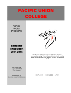 PACIFIC UNION COLLEGE SOCIAL WORK