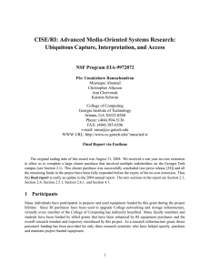 CISE/RI: Advanced Media-Oriented Systems Research: Ubiquitous Capture, Interpretation, and Access