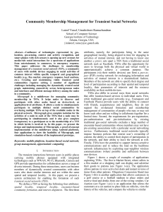 Community Membership Management for Transient Social Networks  Lateef Yusuf, Umakishore Ramachandran