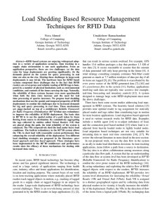 Load Shedding Based Resource Management Techniques for RFID Data Nova Ahmed Umakishore Ramachandran