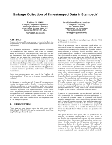 Garbage Collection of Timestamped Data in Stampede Rishiyur S. Nikhil Umakishore Ramachandran