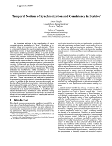 Temporal Notions of Synchronization and Consistency in Beehive Aman Singla Umakishore Ramachandran