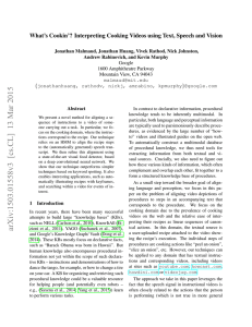 What’s Cookin’? Interpreting Cooking Videos using Text, Speech and Vision