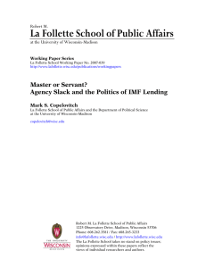 La Follette School of Public Affairs  Master or Servant?