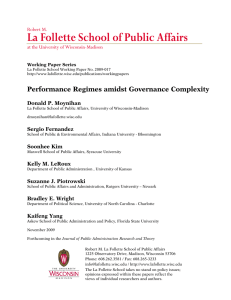 La Follette School of Public Affairs  Robert M.