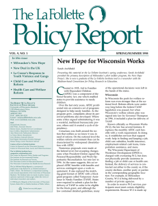 New Hope for Wisconsin Works VOL. 9, NO. 1 SPRING/SUMMER 1998