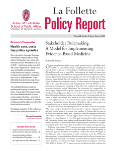 Policy Report La Follette Stakeholder Rulemaking: A Model for Implementing