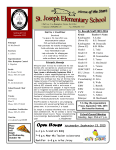 St. Joseph Staff 2015-2016 Grade Teacher’s Name