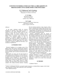 CONTINUUM MODELS FOR ELECTRICAL BREAKDOWN IN PHOTOCONDUCTIVE SEMICONDUCTOR SWITCHES H. P. Hjalmarson