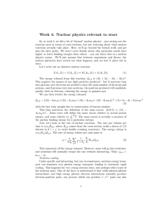 Week 4: Nuclear physics relevant to stars